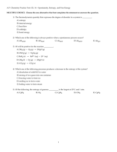 A.P. Chemistry Practice Test: Ch. 16