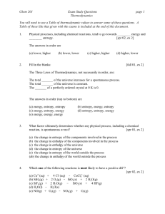 Chem 201 Exam Study Questions page 1 Thermodynamics