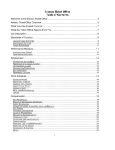 Bronco Ticket Office Table of Contents