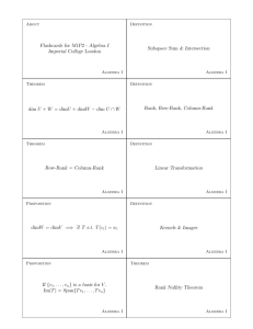 Flashcards for M1P2 - Algebra I Imperial College London Subspace