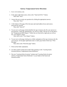 Keirsey Temperament Sorter Directions