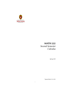 MATH 222 Second Semester Calculus