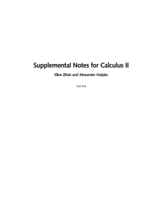 Supplemental Notes for Calculus II - The Department of Mathematics