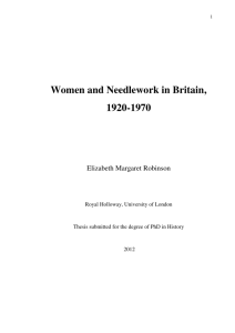 Women and Needlework in Britain, 1920-1970