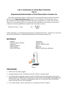 Lab 3: Introduction to Acids Base Chemistry Part A Experimental