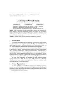 Leadership in Virtual Teams