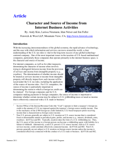Character and Source of Income from Internet