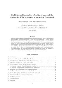 Stability and instability of solitary waves of the fifth