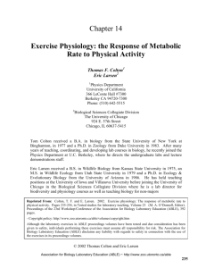 Chapter 14 Exercise Physiology: the Response of Metabolic Rate to