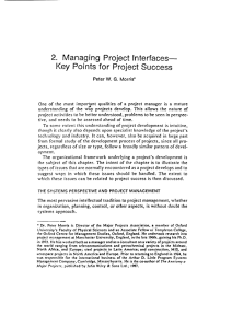 2. Managing Project Interfaces- Key Points for Project