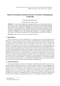 Market Orientation and Innovativeness: The Role of Management