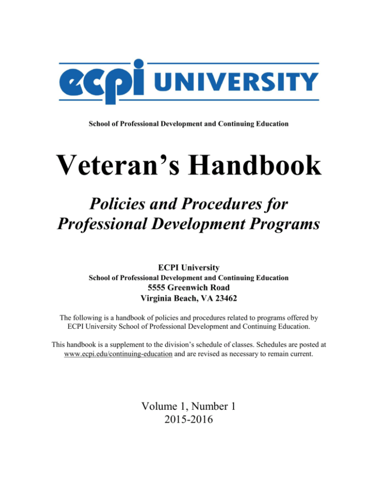 Ecpi Academic Calendar 2022 Veteran's Handbook