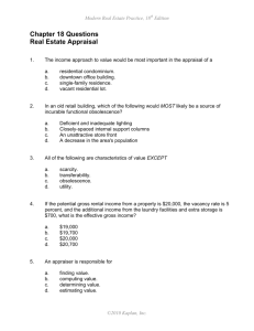 Chapter 18 Questions Real Estate Appraisal