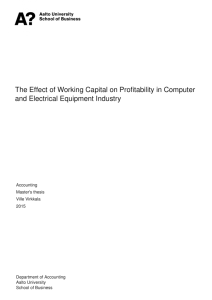 The Effect of Working Capital on Profitability in - Aalto