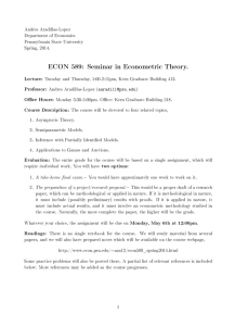 ECON 589: Seminar in Econometric Theory.