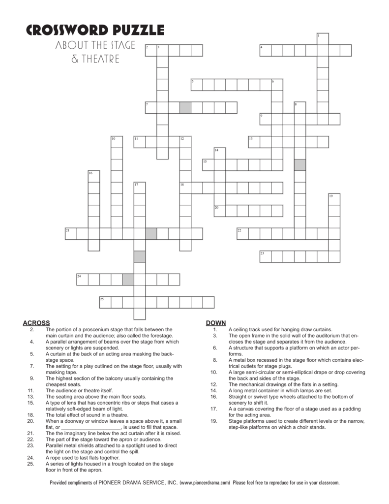 About The Stage And Theatre Crossword Puzzle