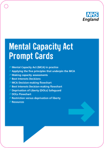 Mental Capacity Prompt Cards - NHS Greater Huddersfield Clinical