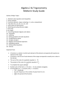 Algebra 2 & Trigonometry Midterm Study Guide