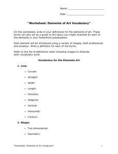 "Worksheet: Elements of Art Vocabulary"