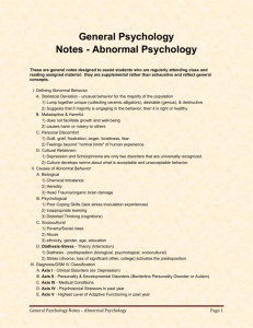 General Psychology Notes - Abnormal Psychology