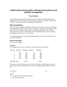 Capital asset pricing model, arbitrage pricing theory and portfolio