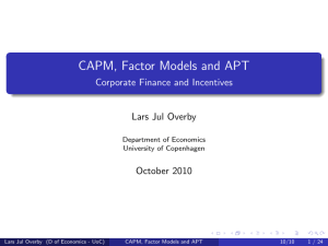 CAPM, Factor Models and APT