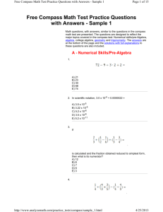 Free Compass Math Test Practice Questions with