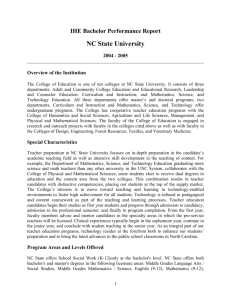 IHE Bachelor Performance Report NC State University