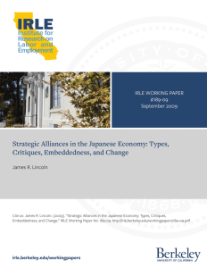 Strategic Alliances in the Japanese Economy: Types, Critiques