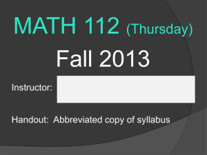 Welcome to Math 112 - Mathematics Technology Learning Center
