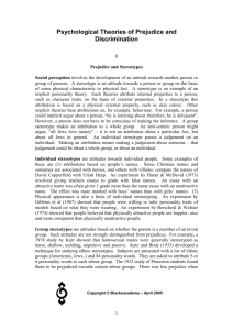Psychological Theories of Prejudice and Discrimination