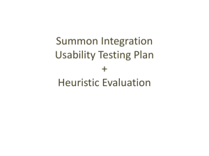 Summon Integration Usability Testing Plan + Heuristic Evaluation