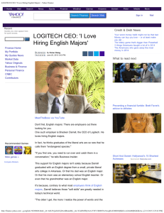 LOGITECH CEO: 'I Love Hiring English Majors'