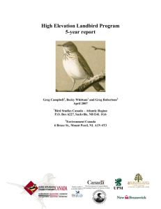 High Elevation Landbird Program 5-year report