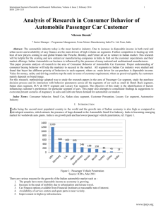 Analysis of Research in Consumer Behavior of Automobile