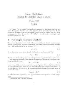 Linear Oscillations (Marion & Thornton Chapter Three)