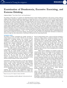 Examination of Drunkorexia, Excessive Exercising, and Extreme