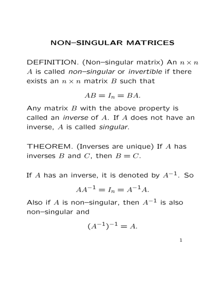 Non singular Matrix