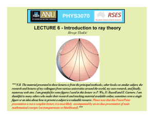 LECTURE 6 - Introduction to ray theory