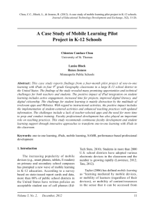 a Case study of Mobile Learning Pilot Project in K