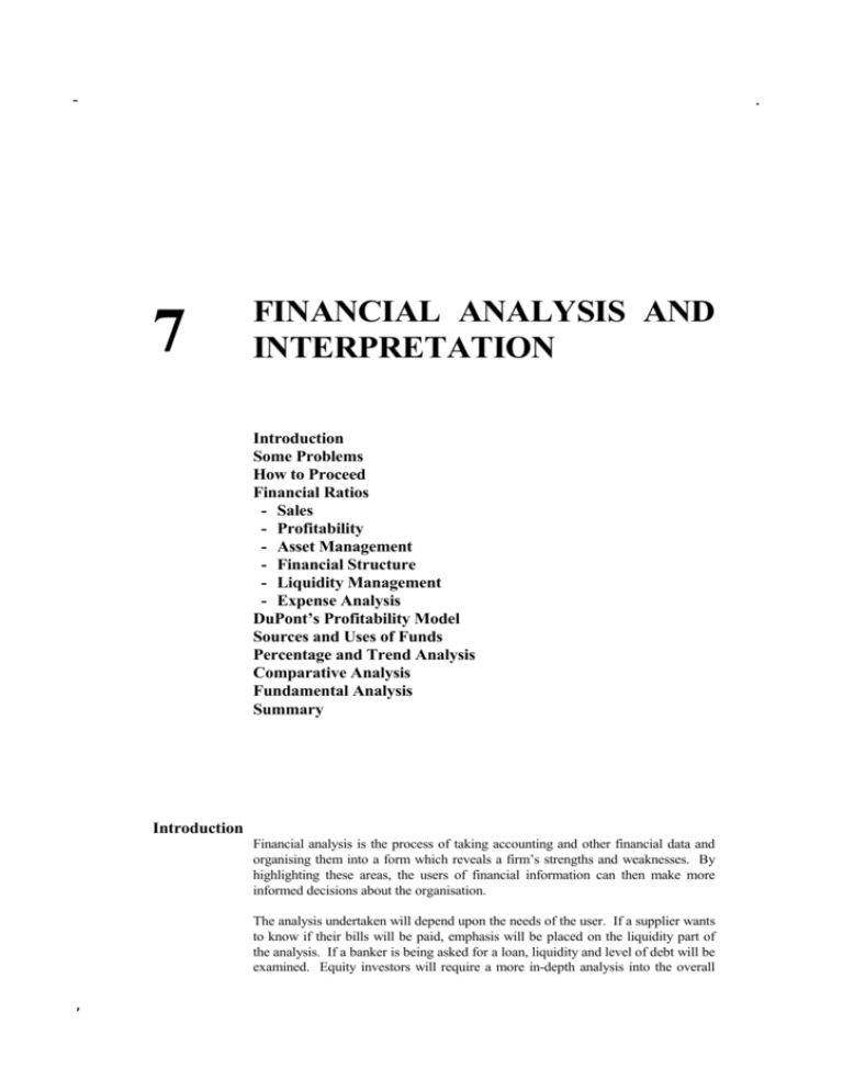 financial analysis introduction essay