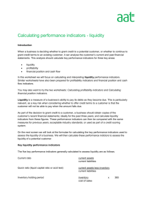 Calculating performance indicators - liquidity