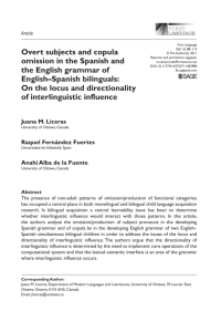 Overt subjects and copula omission in the Spanish and the