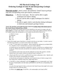102 Physical Geology Lab Ordering Geologic Events II and