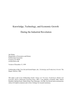 Knowledge, Technology, and Economic Growth During the Industrial