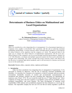 Determinants of Business Ethics on Multinational and Local
