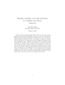 Morality, amorality, and truth irrelevance in a nihilistic type theory