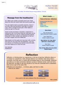 Reflection - Hollies Pupil Referral Unit