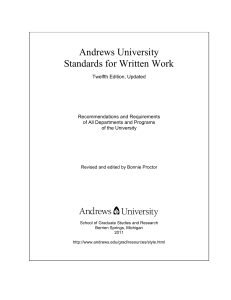 Andrews University Standards for Written Work