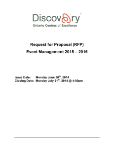 (RFP) Event Management 2015 – 2016